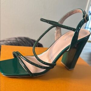 Green Strappy Heeled Sandals